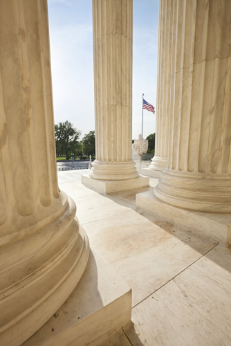 Pillars in front of a court house.