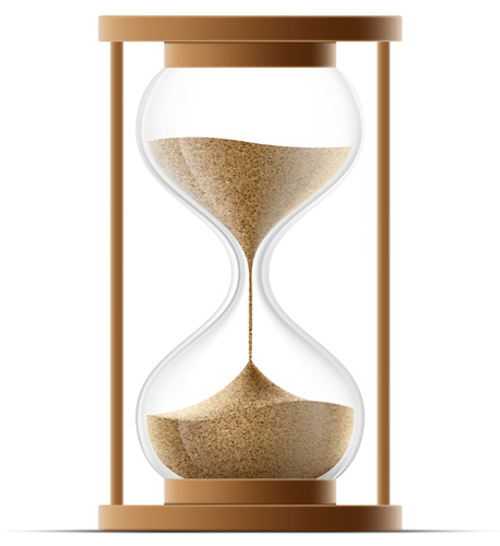 Statute of limitations symbolized by a hourglass.