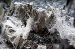Close up view of asbestos fibers.