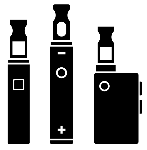 Different e-cigarette electronic nicotine delivery systems.