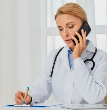 Doctor advising her patient.