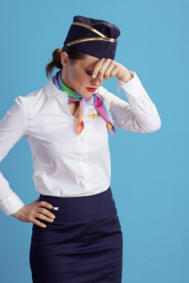 Toxic airline fumes affecting a flight attendant.